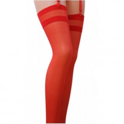 Suspender stockings ST002 3/4 red - Passion