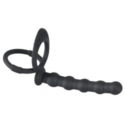 Кольцо для пениса и анальные шарики Black Velvets Cock & ball ring